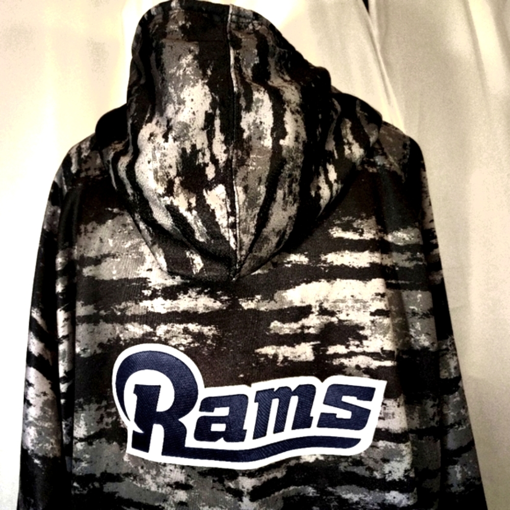 NFL Rams Hoodie, Men Zubaz Style: Gray/Black Camo, ZipUp, Logo, Hood, 2/3X - Picture 2 of 13